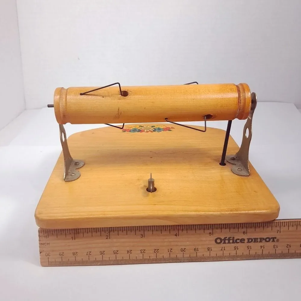 Vintage Befag music box Wood toilet paper holder floral Switzerland Rapsodie Sue